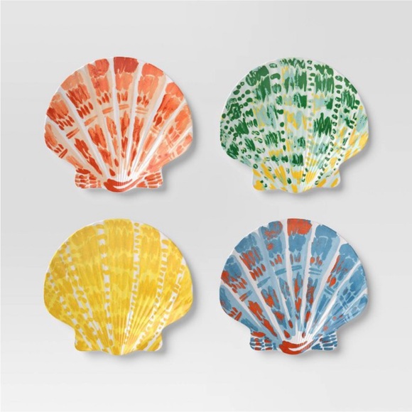 Threshold Other - Coastal 4-Pack Melamine Shells Appetizer Plates - Threshold